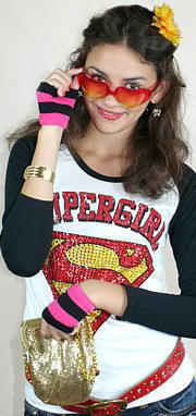 брендовая женская футболка лонгслив  SUPER GIRL, сделано в Японии