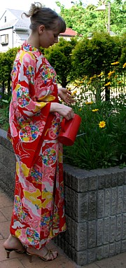 японское кимоно из шелка, 1950-е гг.