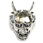 перстень с изображением маски японского демона, серебро 925