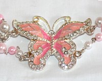 декоративный ремень Розовая Бабочка с жемчужными подвесками