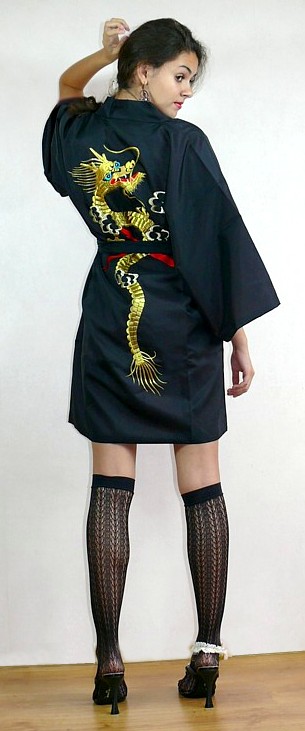 японское кимоно мини Золотой Дракон