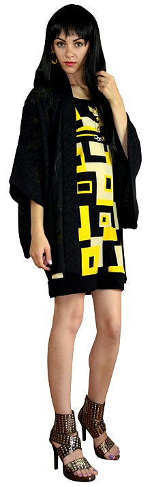японский традиционный шелковый жакет-хаори и платье в стиле модерн