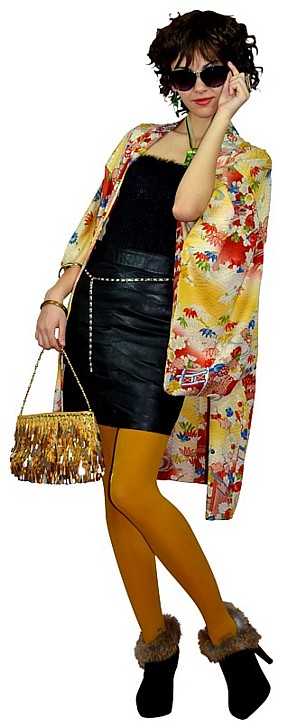 шелковый жакет- хаори, винтаж и современная женская одежда из Японии