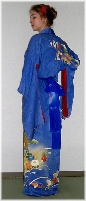 японское антикварное шелковое кимоно